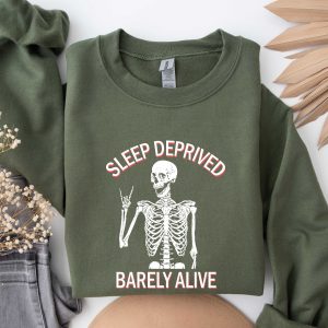 halloween sweatshirt sleep deprived barely alive halloween hoodie skeleton hoodie halloween skull hoodie funny halloween mom sweatshirt 4 j69Kc