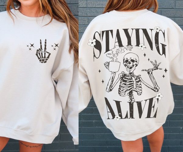 Staying Alive, Skeleton Coffee T-Shirt